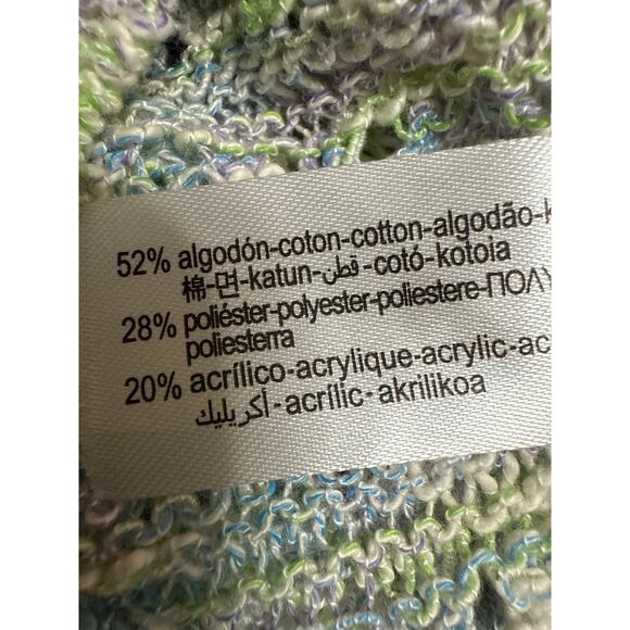 Zara Women Green Purple Knit Long Sleeve Mock Neck Cropped Sweater Top Size M - Picture 4 of 4